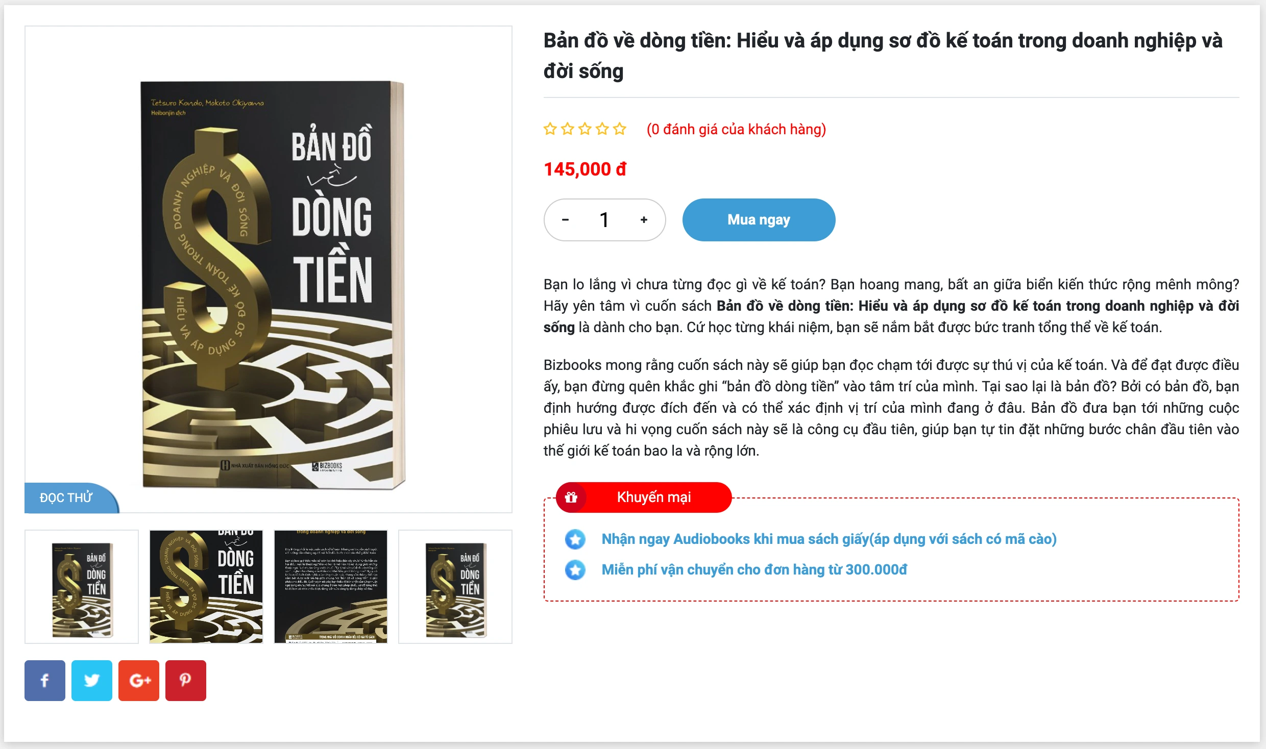ベトナム語版『会計の地図』の販売ページ。書名は Bản đồ về dòng tiền（キャッシュフローマップ）で、迷路の中に立つ通貨記号の書影が載っている。